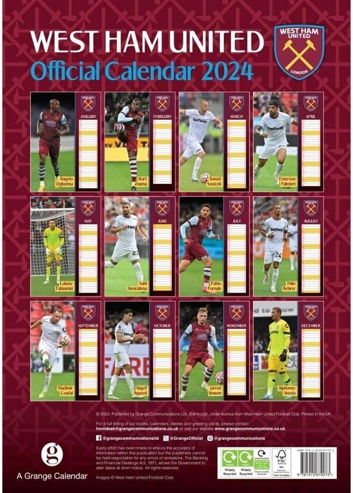 West Ham United  2024 Calendar
