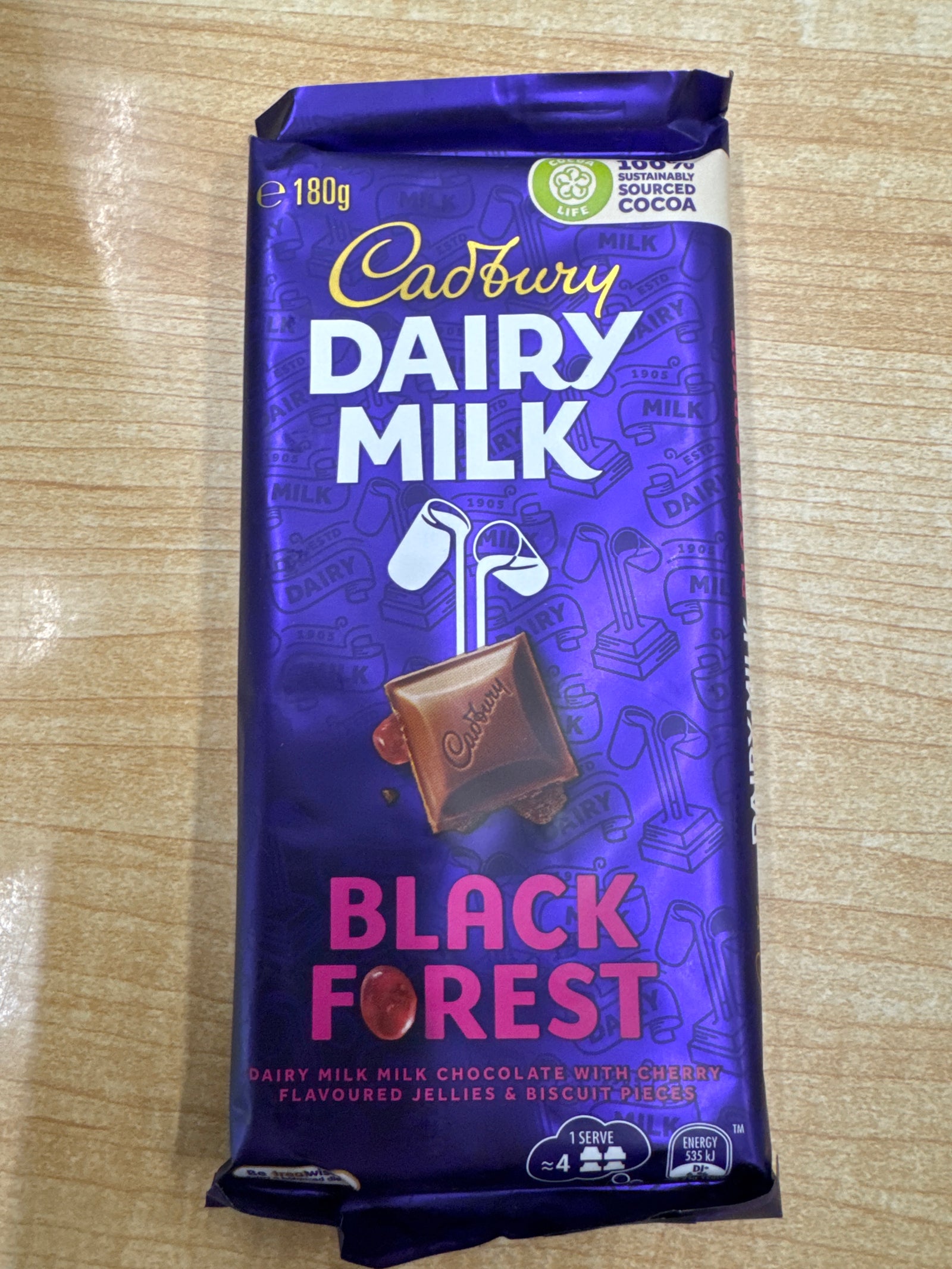 Cadbury Australian Dairy milk Black Forest 180g
