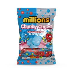 MILLIONS CHUNK CHEWS STRAWBERRY & BUBBLEGUM 140g