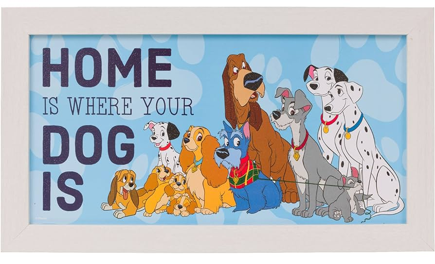 Disney Wall Art – Home Is Where Your Dog Is – 10″ x 18″ Framed