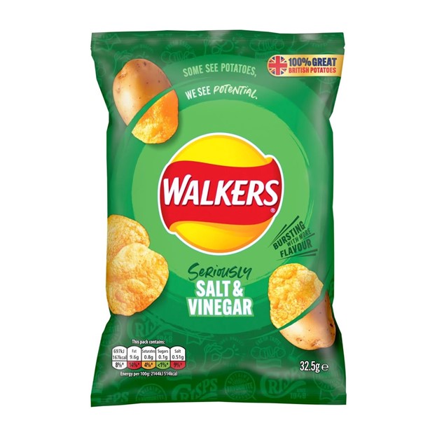 Walkers Salt and Vinegar Crisps Singles 45g