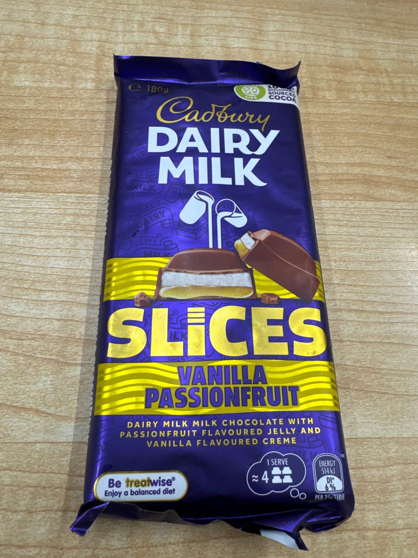 Cadbury Australian vanilla passion fruit 180g