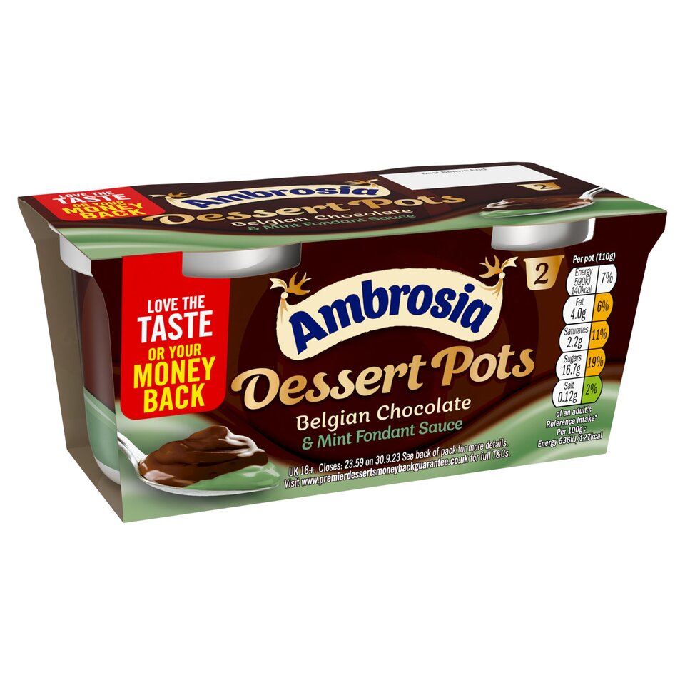 Ambrosia Chocolate & Mint Fondant Sauce Dessert Pots