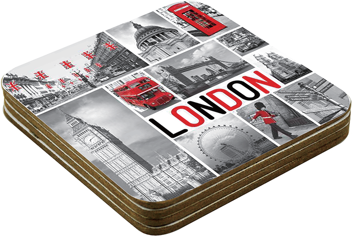 LONDON COASTER SET black & red