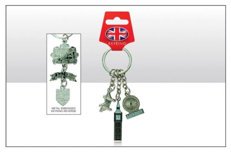 Big Ben/London Eye/Tower Bridge Metal Keyring