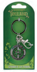 Crystal Green Clover Spinner Keyring