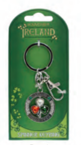 Crystal Tricolor Shamrock Spinner Keyring