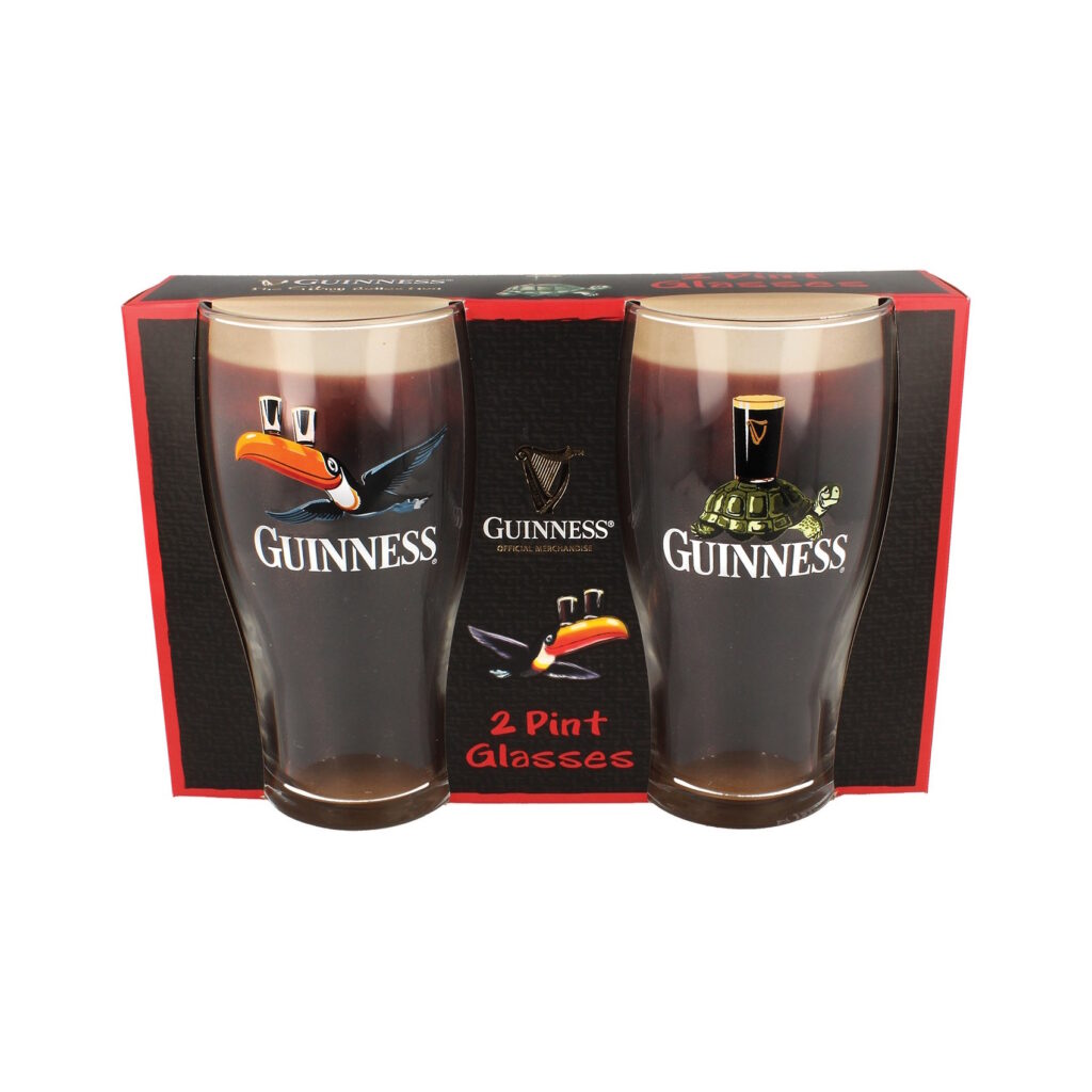 GUINNESS – TORTOISE & FLYING TOUCAN PINT GLASS SET (2-PACK)