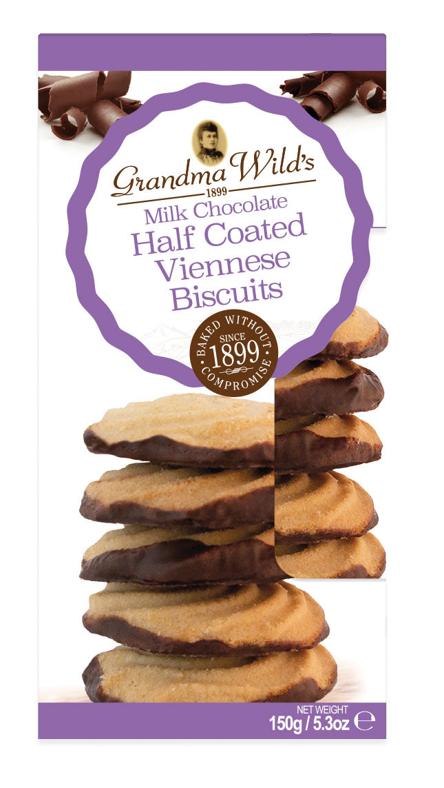 Grandma Wilds Milk Chocolate Half Coated Viennese 150g low date