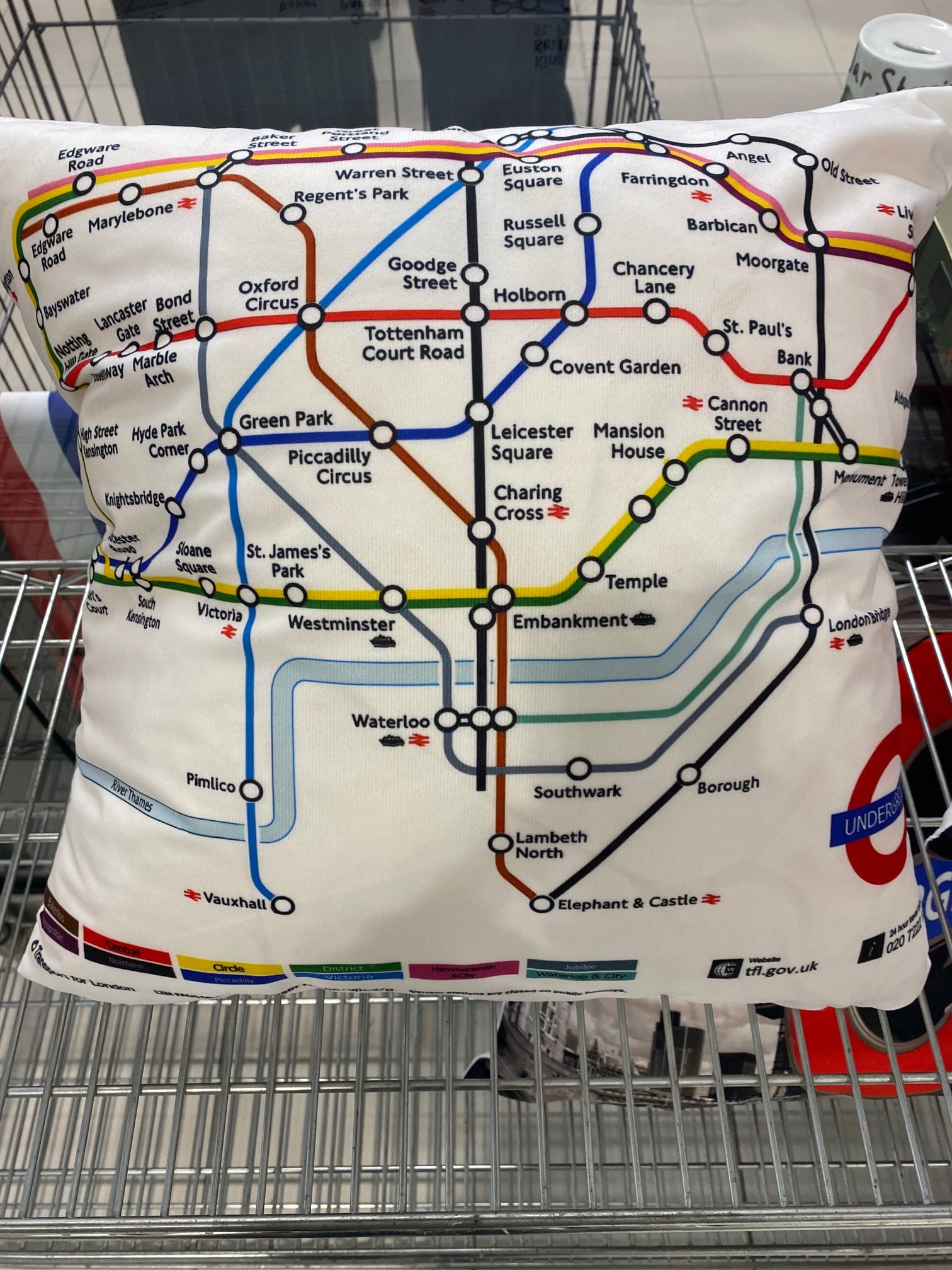 Pillow Cover 18" x 18" Tube Map Design