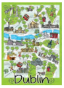 Iconic Map of Dublin Tea Towel