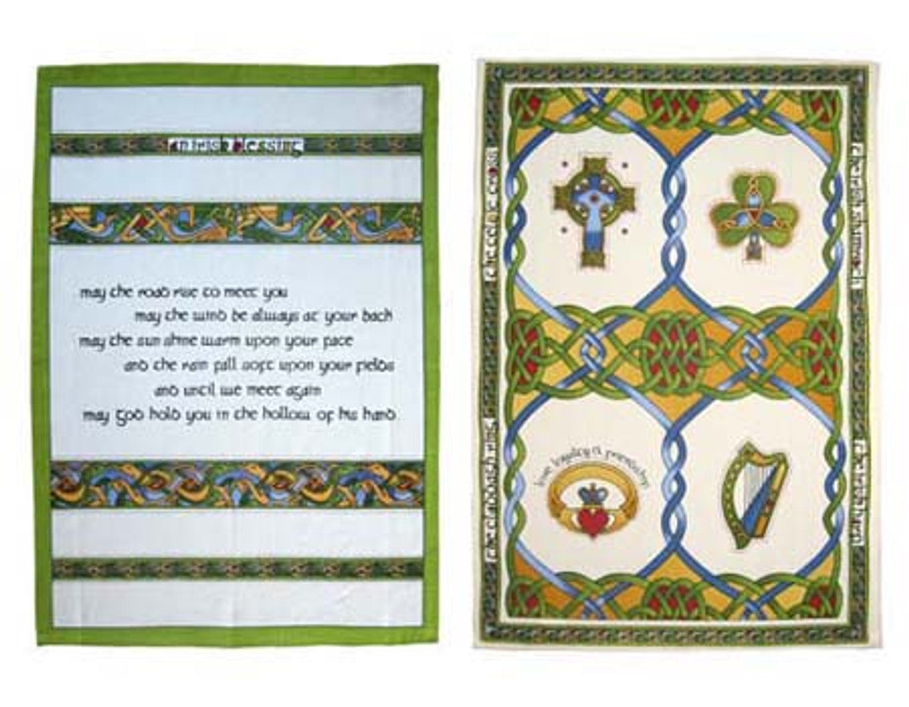 Irish Blessing & Emblems of Ireland Tea Towel Set of 2
