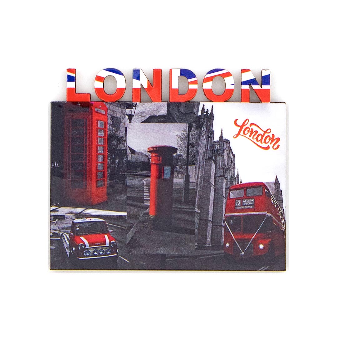 London Icons Fridge Magnet Black & Red