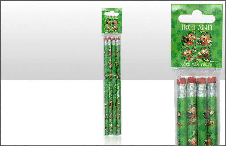 Multi Leprechaun Pencil Set of 4