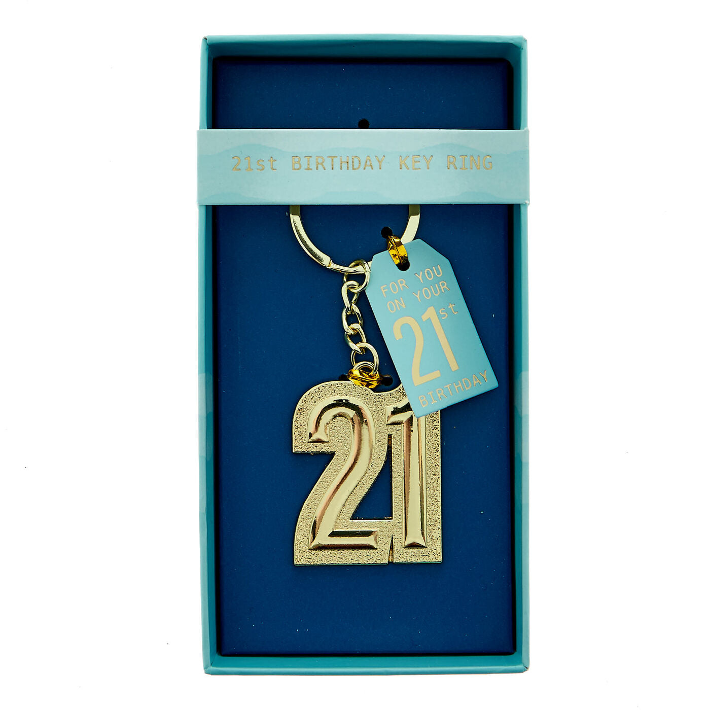 21st Birthday keyring blue