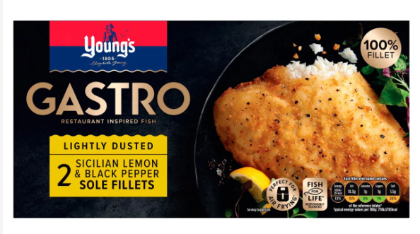 Young's Gastro 2 Sicilian Lemon & Black Pepper Sole Fillets FROZEN