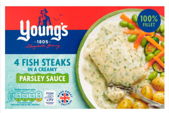 Young's 4 Fish Steaks In Parsley Sauce 560g FROZEN