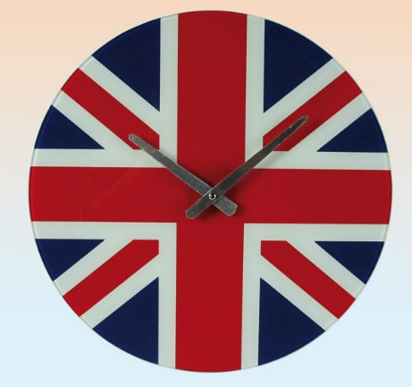 UNION JACK 40cm GLASS CLOCK