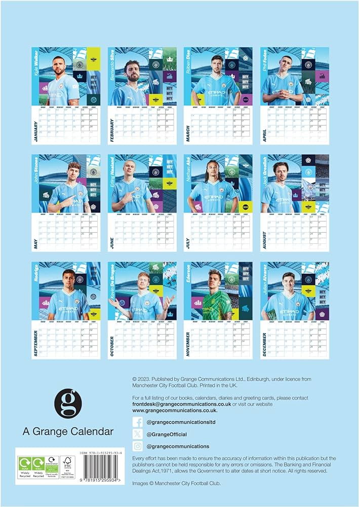 Manchester City 2024 Calendar