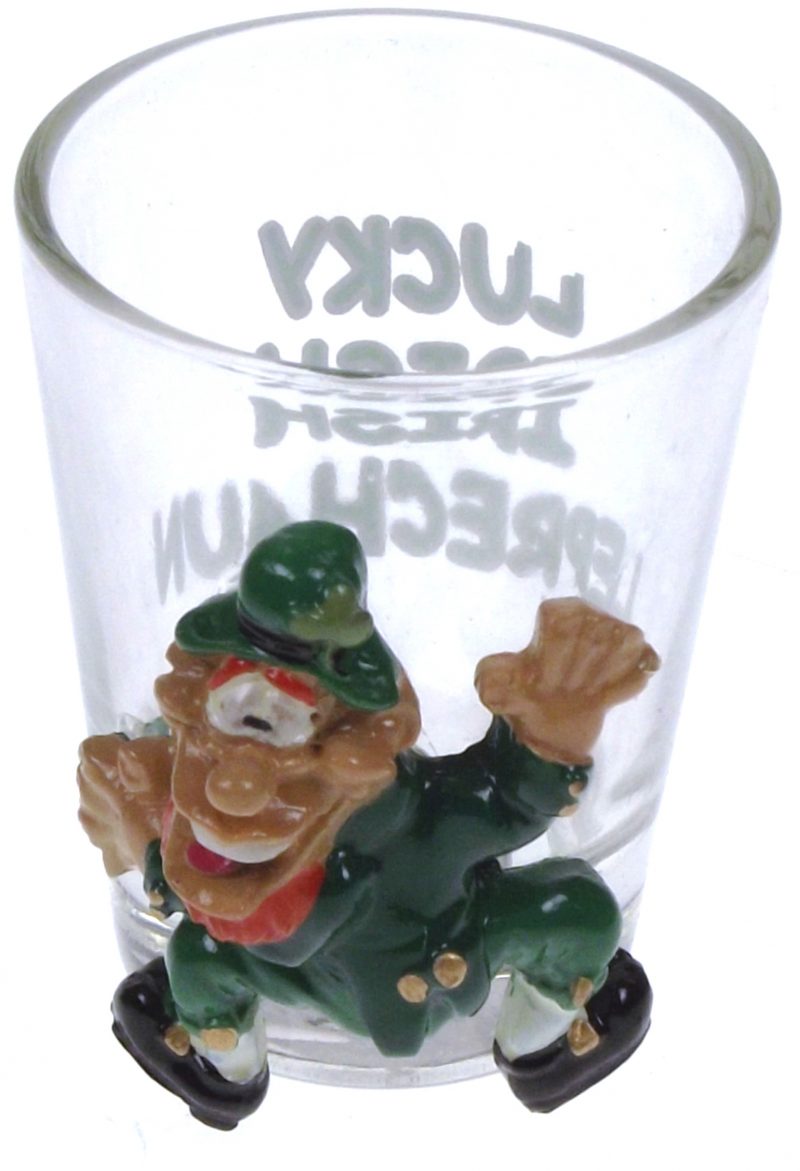 Bicchiere Shot Irlandese - Quadrifoglio E Pentolino D'Oro - Ceramica - Idea Regalo San Patrizio