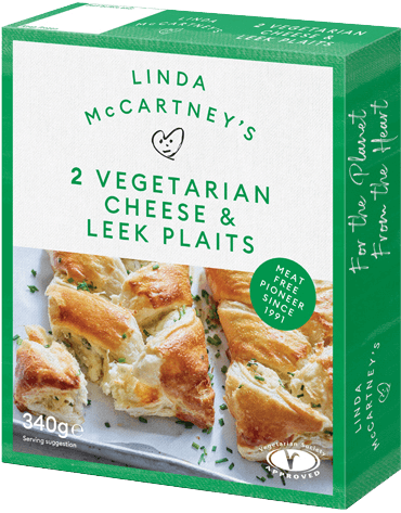Linda McCartney 2 VEGETARIAN CHEESE & LEEK PLAIT 340g