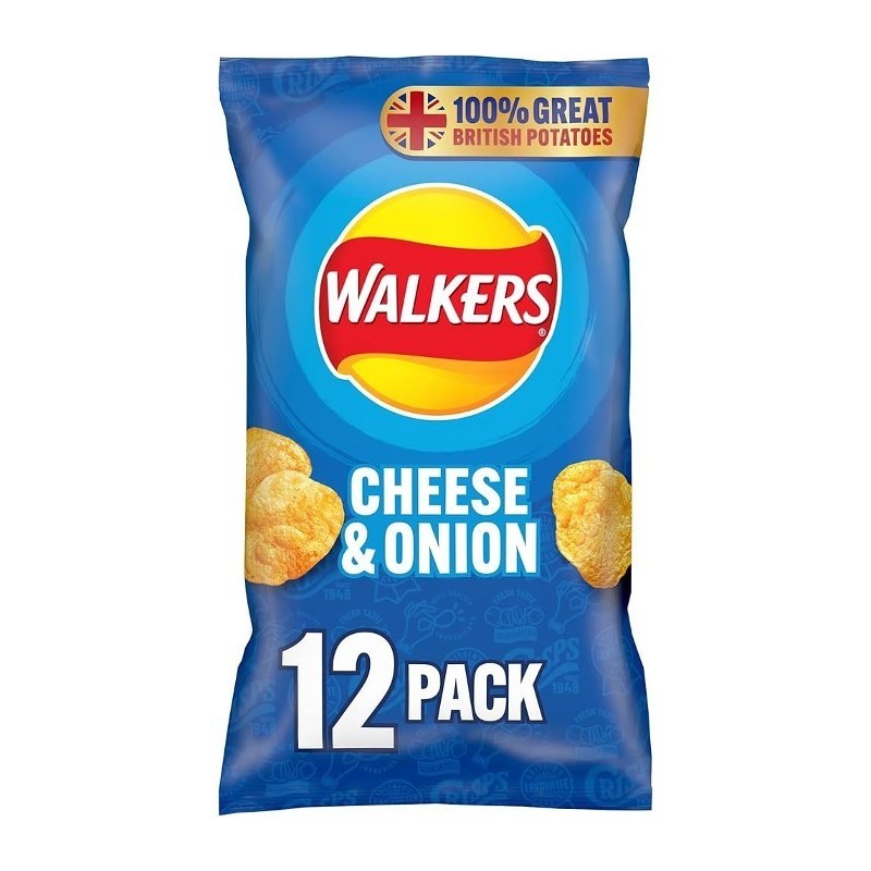 Walkers Cheese and Onion Multipack 12 pk