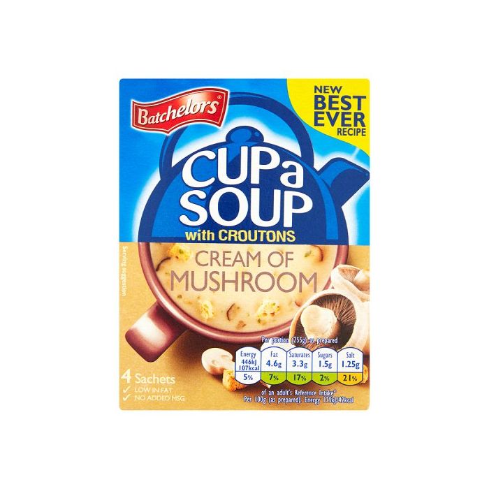 BATCHELORS CUP A SOUP CREAM OF MUSHROOM 4 PACK