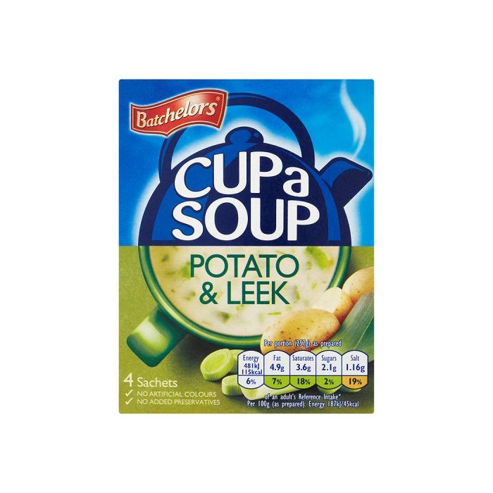 BATCHELORS CUP A SOUP POTATO & LEEK 4 PACK