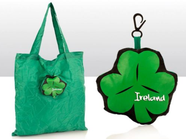 Ireland fold up shopping bag in shamrock pouch