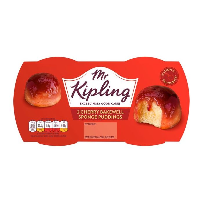 MR. KIPLING CHERRY BAKEWELL SPONGE PUDDINGS 2 Pack