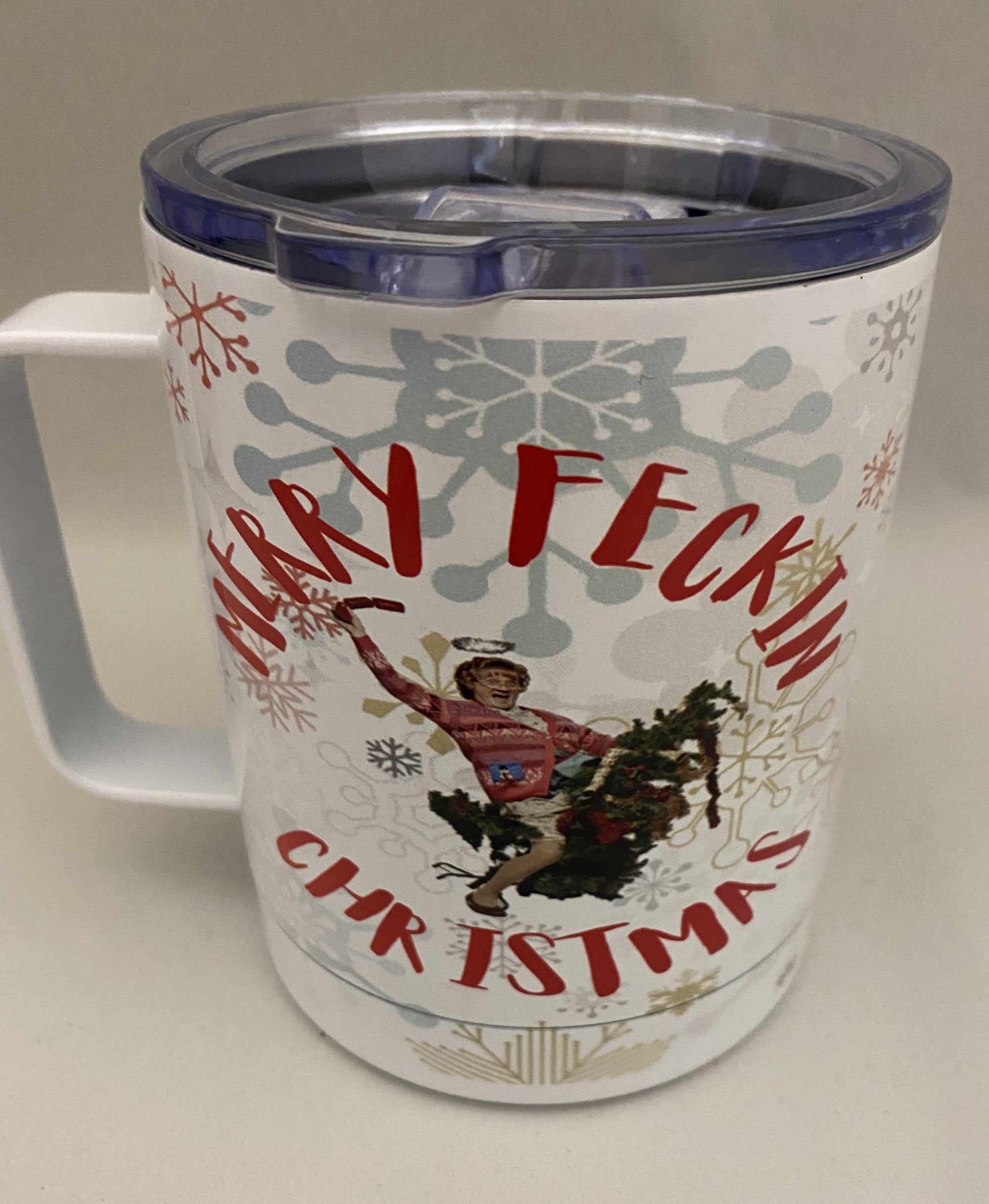 Scotadian Merry Feckin Christmas Mug with Lid