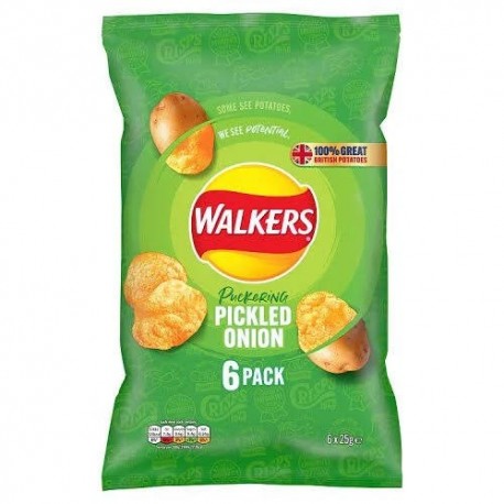 Walkers Pickled Onion Crisps 6 Pack