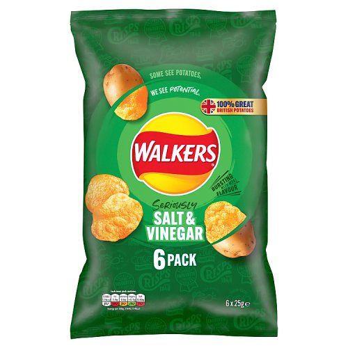 Walkers Salt and Vinegar Crisps 6 Pack