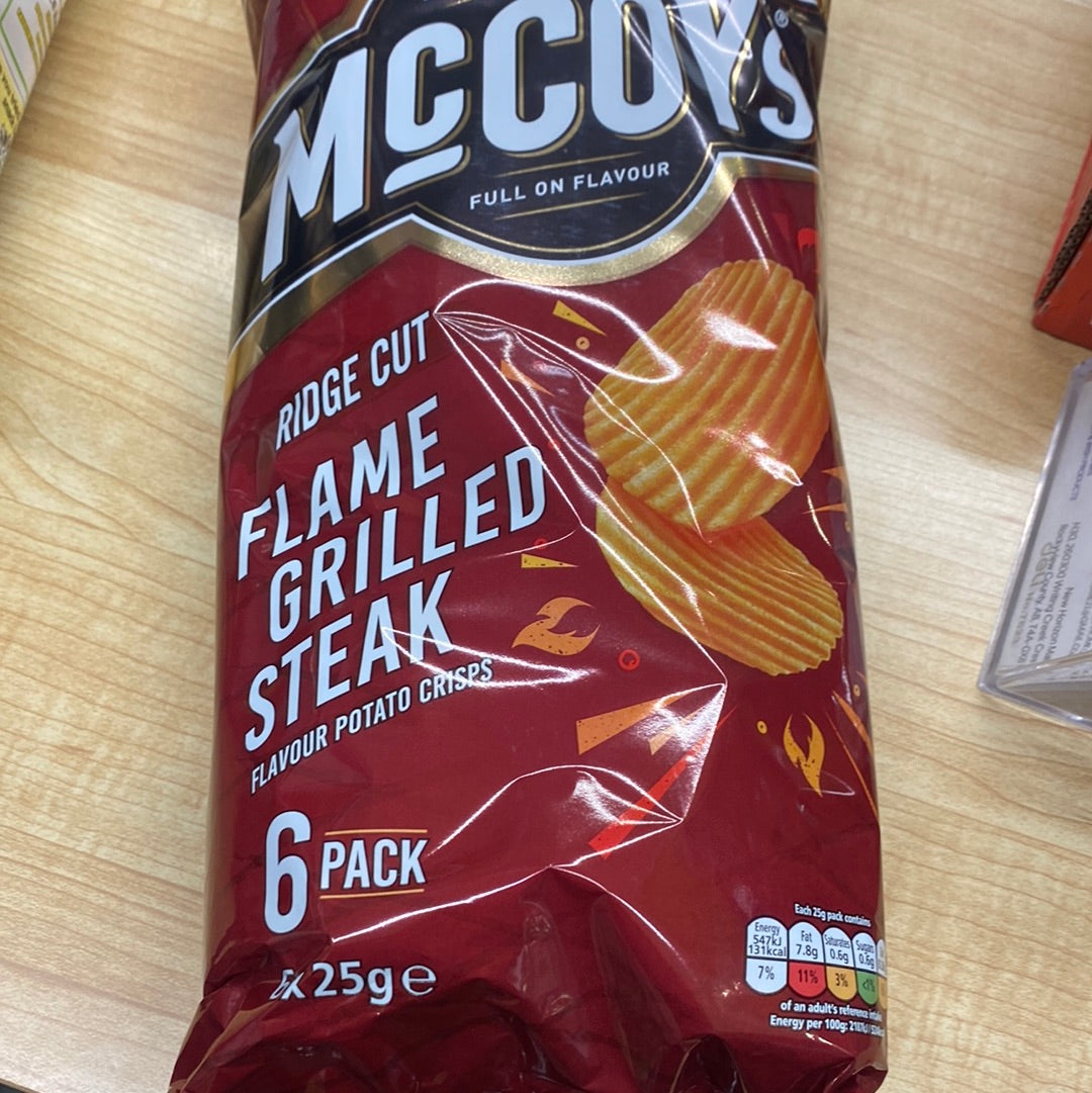 McCoys Flame Grilled Steak Crisps 6 pack