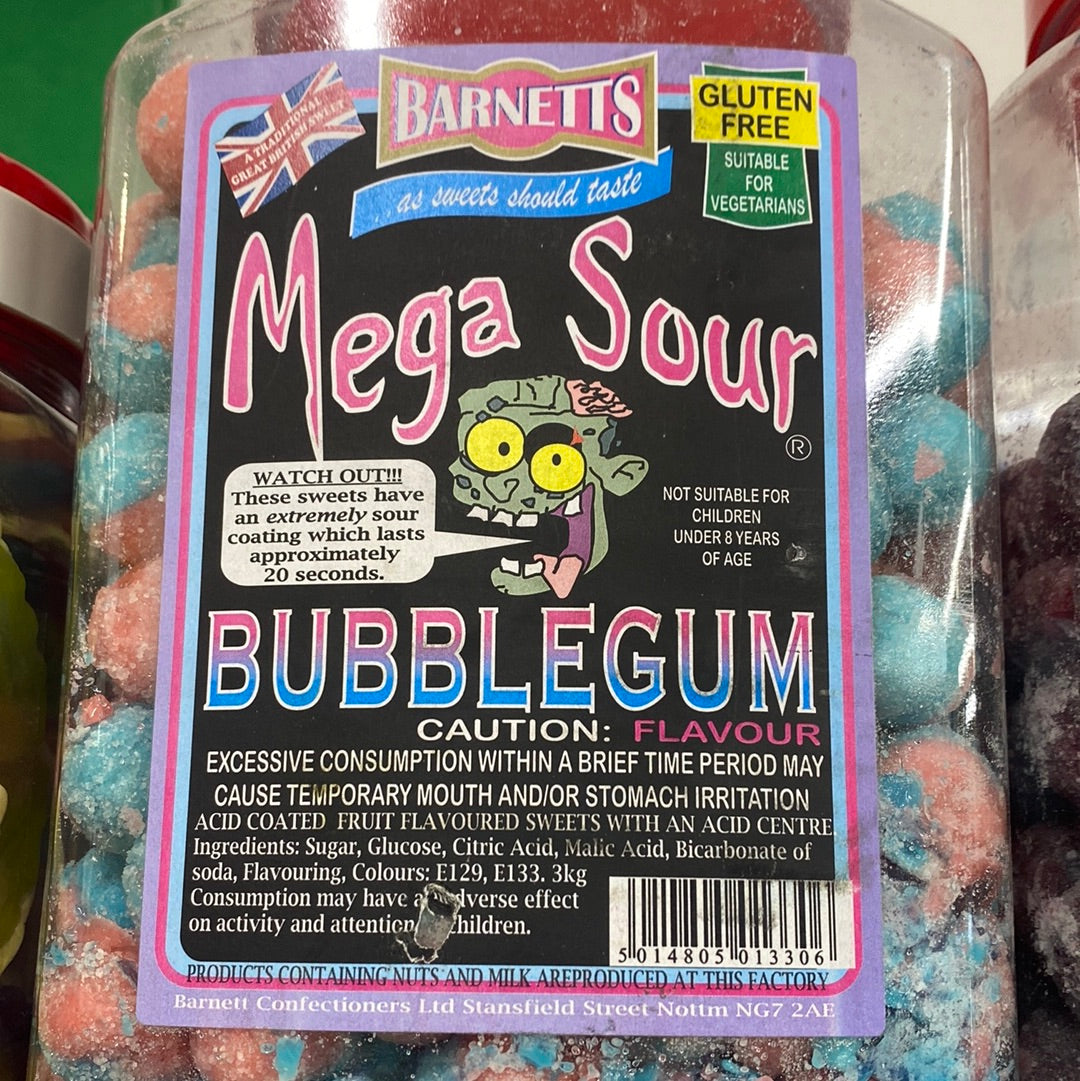 Barnetts Mega Sour Bubblegum per 100g