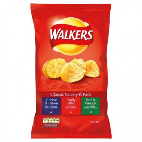 WALKERS CLASSIC VARIETY CRISPS 6 PACK low Date